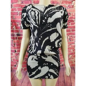 ETRO MILANO Designer Italy SILKY GRAY & BLACK WOMEN'S MINI DRESS SIZE 42